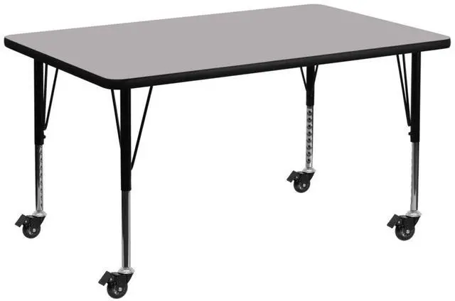 Alt view image 5 of 6 - Flash Furniture Mobile 30 by 48-Inch Rectangular Activity Table with Grey Thermal Fused Laminate Top and Height Adjustable Pre-School Legs