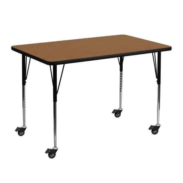 Alt view image 5 of 6 - Flash Furniture Mobile 30 by 48-Inch Rectangular Activity Table with Oak Thermal Fused Laminate Top and Standard Height Adjustable Legs