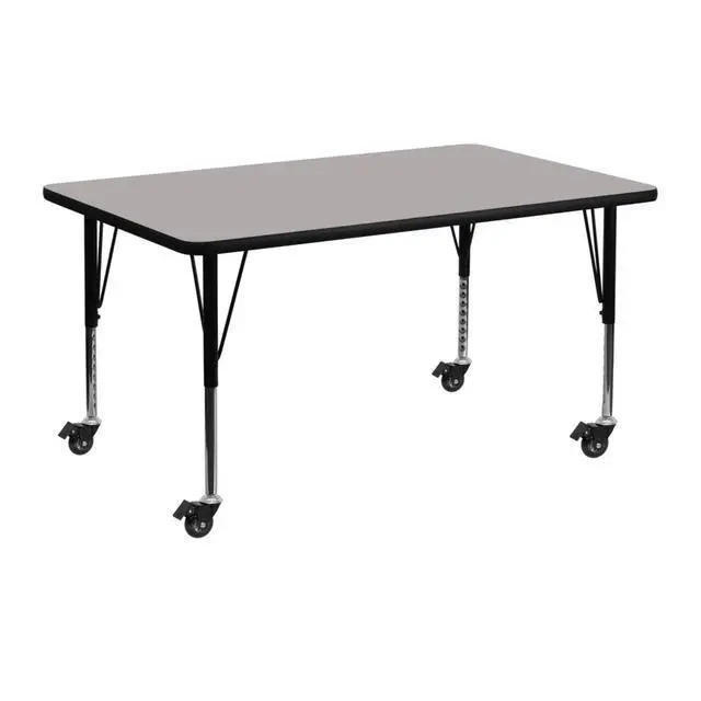 Alt view image 5 of 6 - Flash Furniture Mobile 24 by 48-Inch Rectangular Activity Table with 1.25-Inch Thick High Pressure Grey Laminate Top and Height Adjustable Pre-School Legs