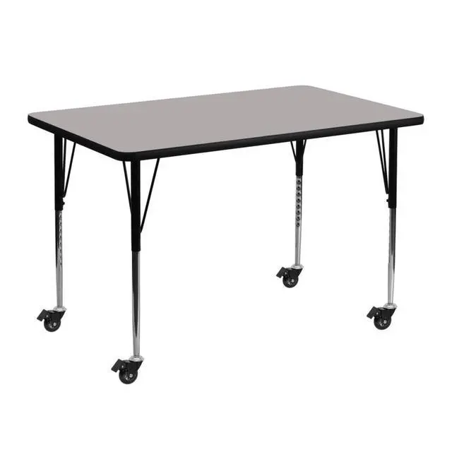 Alt view image 5 of 6 - Flash Furniture Mobile 30 by 48-Inch Rectangular Activity Table with 1.25-Inch Thick High Pressure Grey Laminate Top and Standard Height Adjustable Legs