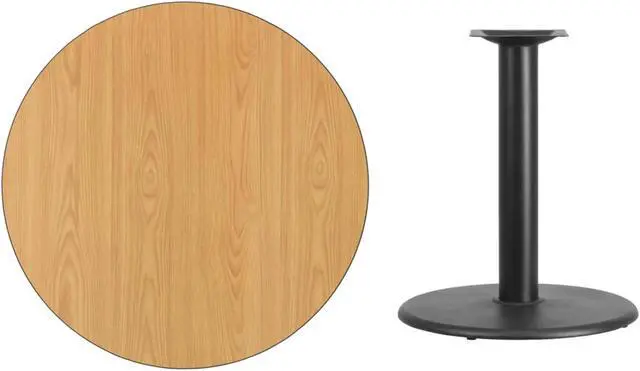 Alt view image 11 of 14 - Flash Furniture 36" Round Natural Laminate Table Top with 24" Round Table Height Base
