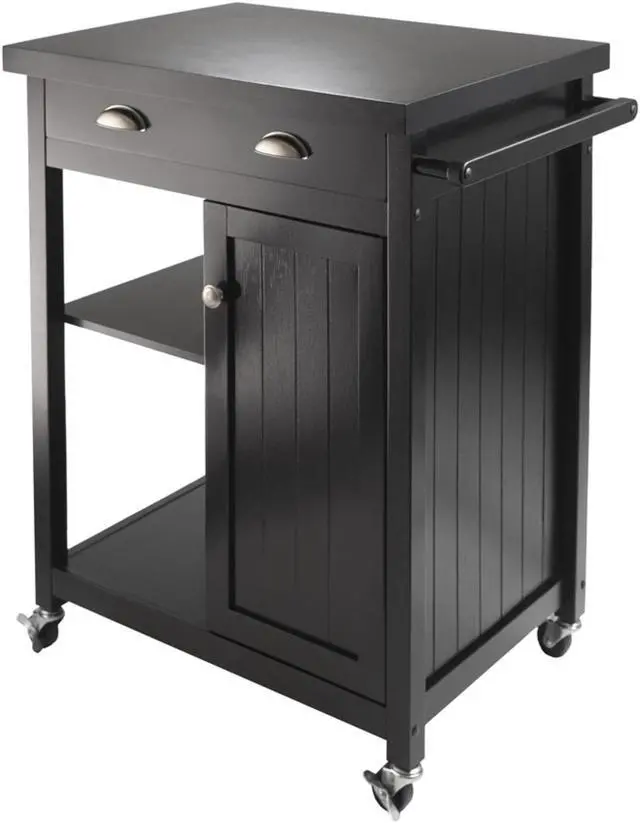 Alt view image 12 of 12 - Winsome Wood 20727 Timber Kitchen Cart, Black