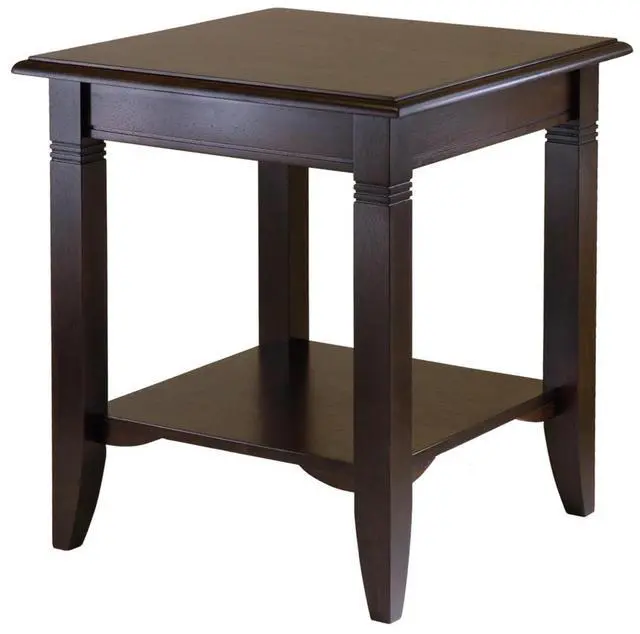 Alt view image 13 of 13 - Winsome Nolan Solid / Composite Wood End Table With Shelf - Cappuccino Finish