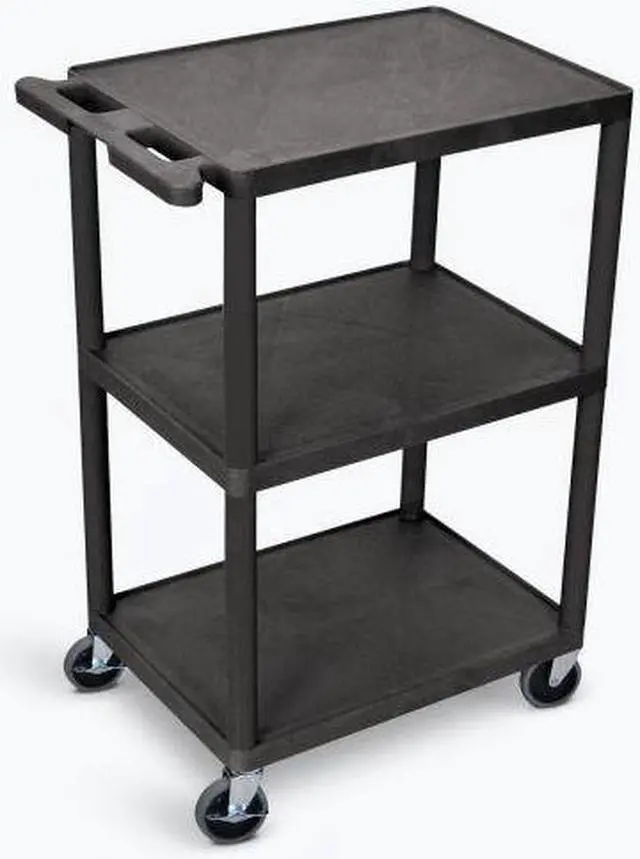 Alt view image 11 of 11 - Luxor HE42 3 Shelves Structural Foam Plastic Utility Cart Black