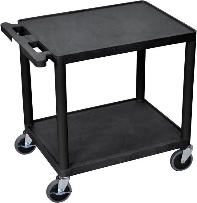 Alt view image 6 of 6 - Luxor 26"H Mobile Multipurpose Plastic Storage Utility AV Cart with 2 Shelves - Black