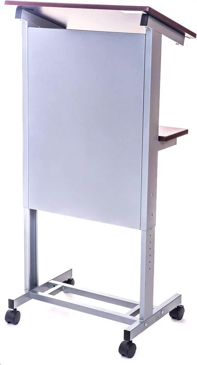 Alt view image 12 of 12 - Luxor LX-ADJ-DW Adjustable Height Lectern Podium Mobile Presentation Station