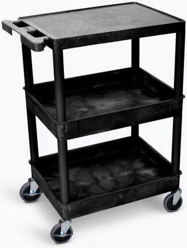 Alt view image 11 of 11 - Luxor STC211-B - Flat Top and Tub Middle/Bottom Shelf Cart