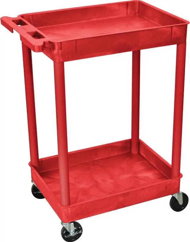 Alt view image 4 of 4 - Luxor RDSTC11RD Two Level Serving Cart - Red