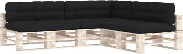 Alt view image 13 of 14 - vidaXL 7x Pallet Sofa Cushions Black Home Chair Mat Backrest Seat Pads Fabric