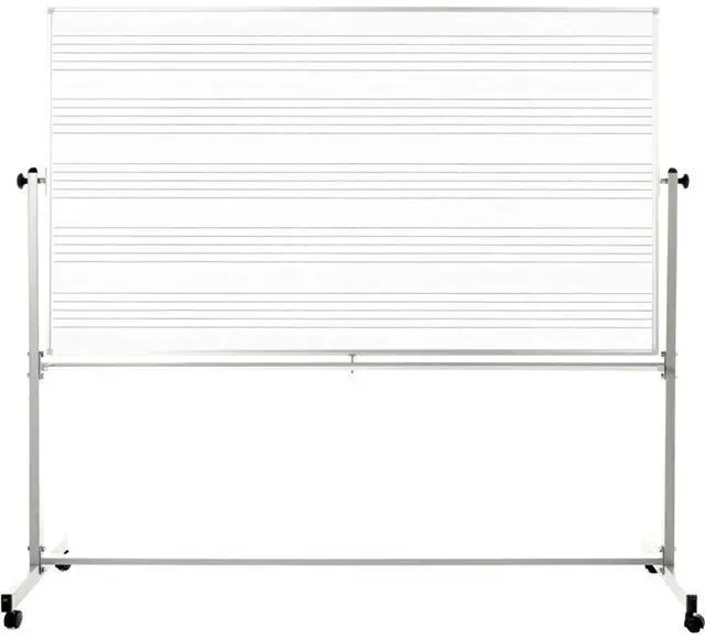 Alt view image 11 of 11 - Luxor Mobile Music Staff Whiteboard - Dual-Sided Music Notation - 72" x 48" - White Surface, Silver Aluminum Frame  MB7248MM