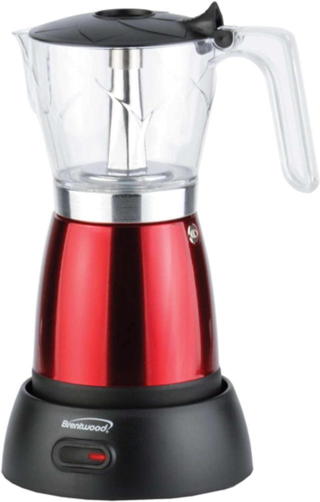 Brentwood TS-119R Cordless Electric Moka Pot Espresso Machine, 6