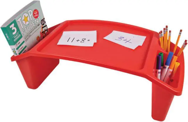 Alt view image 4 of 4 - Deflecto Antimicrobial Lap Desk Rectangular 23.35w x 12d x 8.53h Red 39502RED