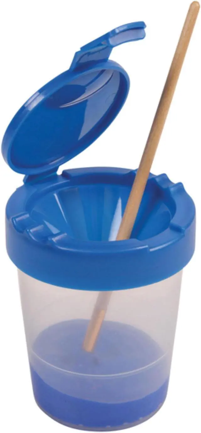 Alt view image 5 of 5 - Deflecto Antimicrobial No Spill Paint Cup 3.46 w x 3.93 h Blue 39515BLU