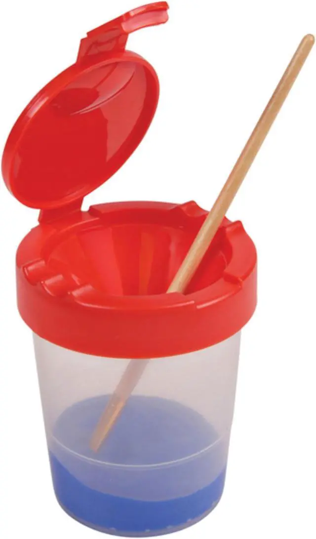 Alt view image 9 of 9 - Deflecto Antimicrobial No Spill Paint Cup 3.46 w x 3.93 h Red 39515RED