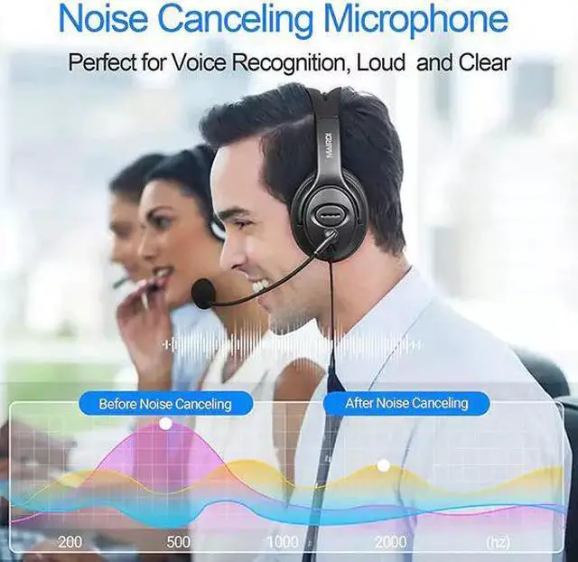 Alt view image 2 of 3 - Computer Headset with Mic Noise Canceling for Laptop Teams Zoom Office Work Call Center Business Softphone