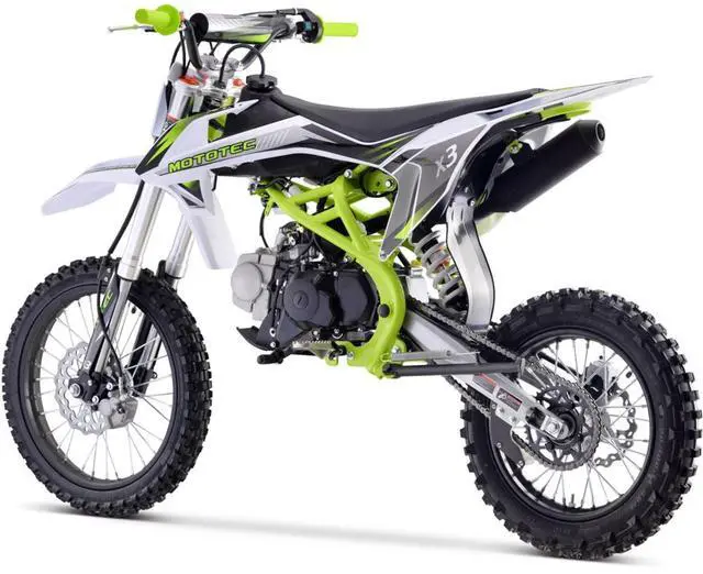 Alt view image 5 of 13 - MotoTec X3 125cc 4-Stroke Gas Dirt Bike Green