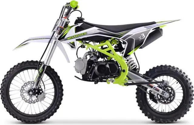 Alt view image 8 of 13 - MotoTec X3 125cc 4-Stroke Gas Dirt Bike Green