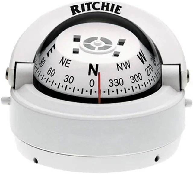 Main image of Ritchie Explorer Compass Dial With Surface Mount And 12V Green Night Lighting (White, 2 3/4-Inch)