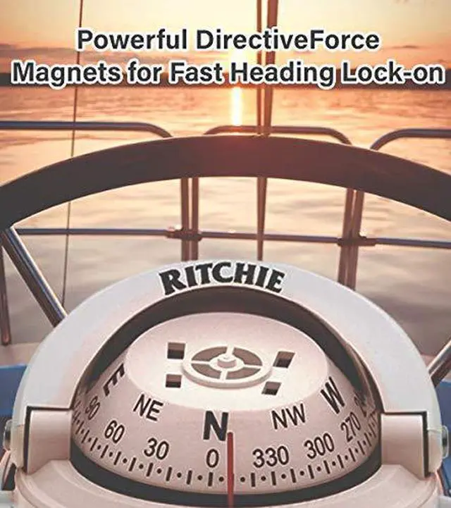 Alt view image 4 of 7 - Ritchie Explorer Compass Dial With Surface Mount And 12V Green Night Lighting (White, 2 3/4-Inch)