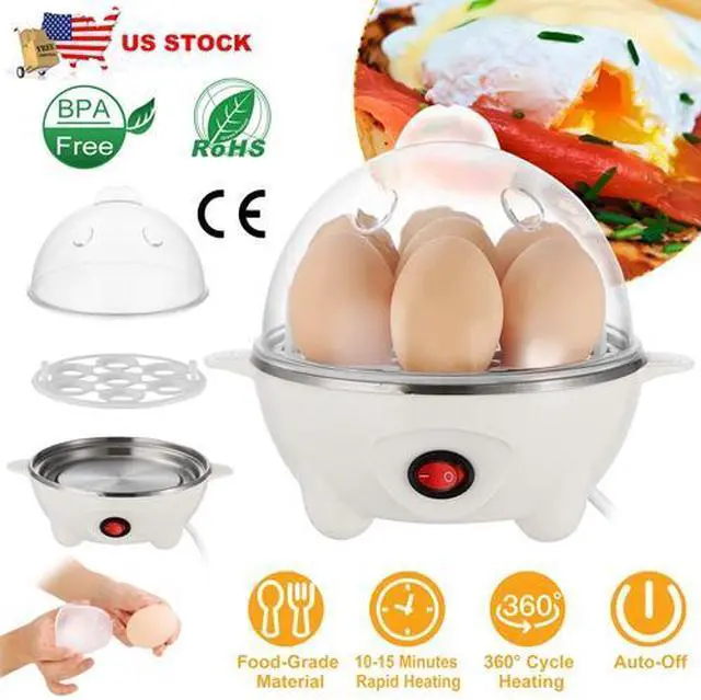 Alt view image 5 of 5 - Electric Egg Cooker Poacher 7-Capacity BPA-Free Hard-Boiled Egg Maker w/ Auto-Off Measuring Cup for Hard Boiled Steamed Vegetables Seafood Dumplings