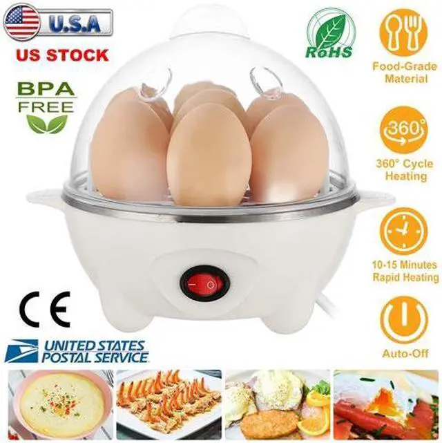 Alt view image 4 of 5 - Electric Egg Cooker Poacher 7-Capacity BPA-Free Hard-Boiled Egg Maker w/ Auto-Off Measuring Cup for Hard Boiled Steamed Vegetables Seafood Dumplings