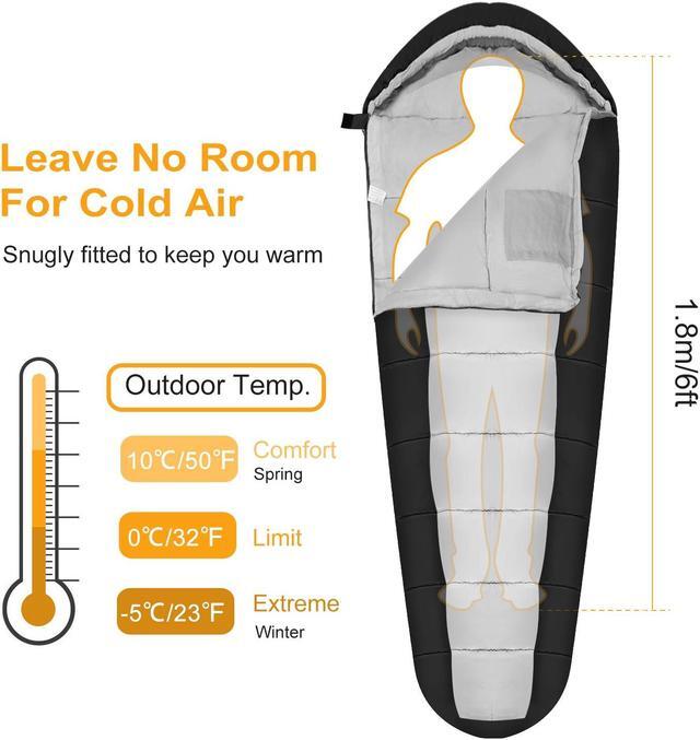 Alt view image 6 of 6 - Mummy Sleeping Bag Camping Sleeping Bags for Adults Outdoor Soft Thick Water-Resistant Moisture-proof Sleep Bag 23-50 Suitable for Spring Autumn Winter Seasons