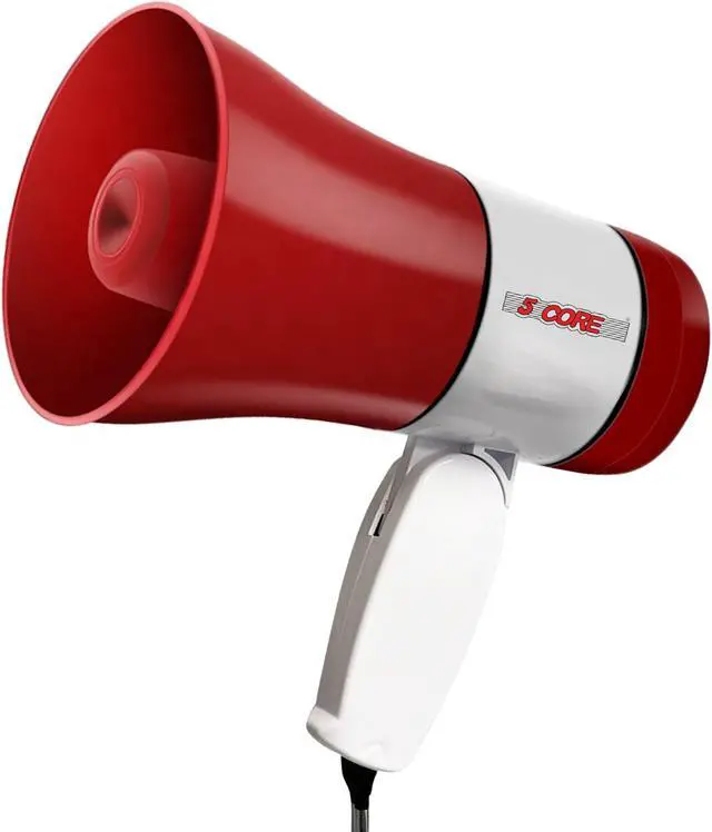 Alt view image 8 of 8 - 5 Core Megaphone Bullhorn Speaker 30W Bull Horn Rechargeable Mini Cheer Megafono 800 Yards Range Loudspeaker W Siren Recording Ergonomic Handle for Coaches Football Baseball Cheerleading