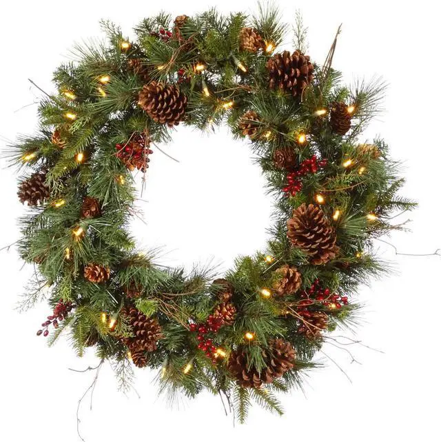 Main image of Vickerman 30" Cibola Mix Berry Wreath LED50WmWht - G118731LED