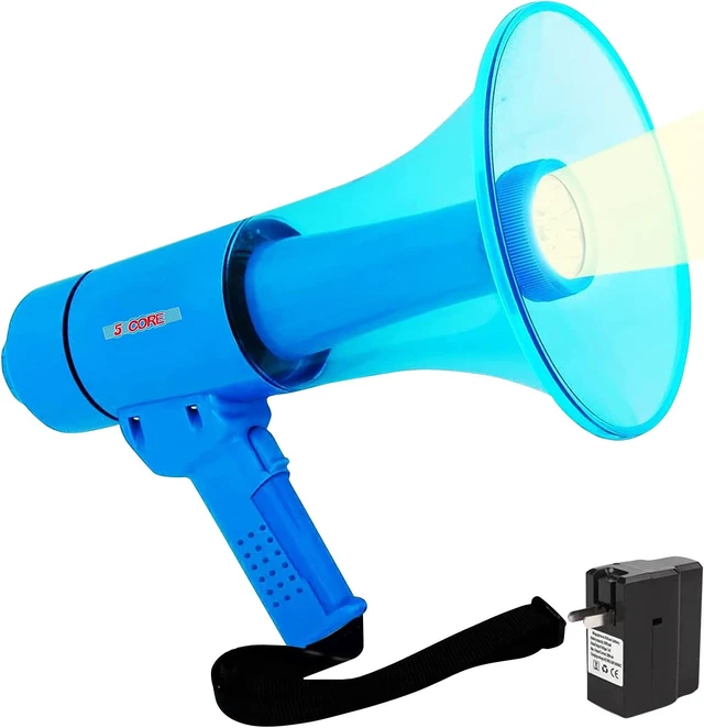 Alt view image 8 of 8 - 5 Core Megaphone Bullhorn Speaker Waterproof 50W Bull Horn Battery Power Cheer Megafono 800 Yards Range Loudspeaker W LED Light Siren Ergonomic Handle for Coaches Football Baseball Cheerleading -HW 18