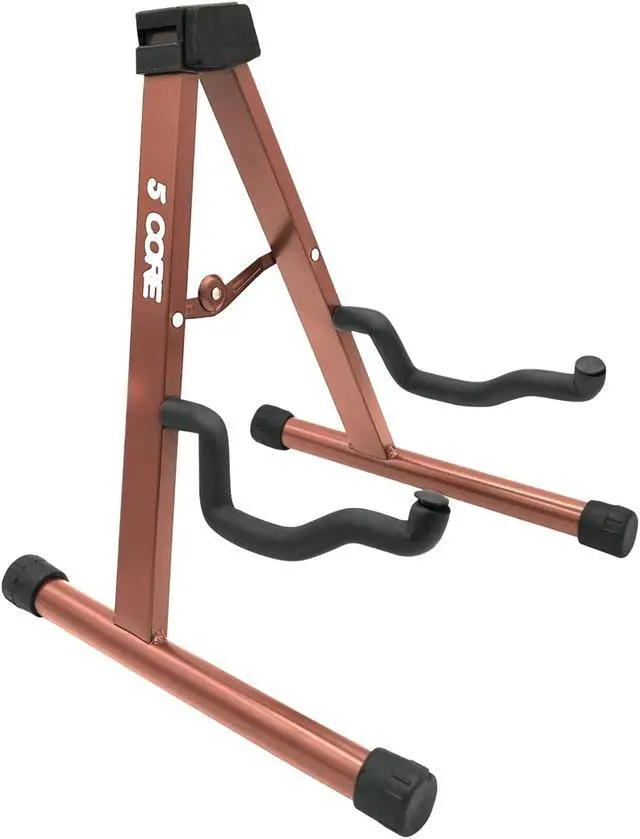 Alt view image 8 of 8 - 5 Core Guitar Stand A Frame Shape w Soft Foam Arms Non Slip Rubber Supports Acoustic Electric Bass Ukulele Banjo for School Studio Stage Concerts Brown - GSS BR