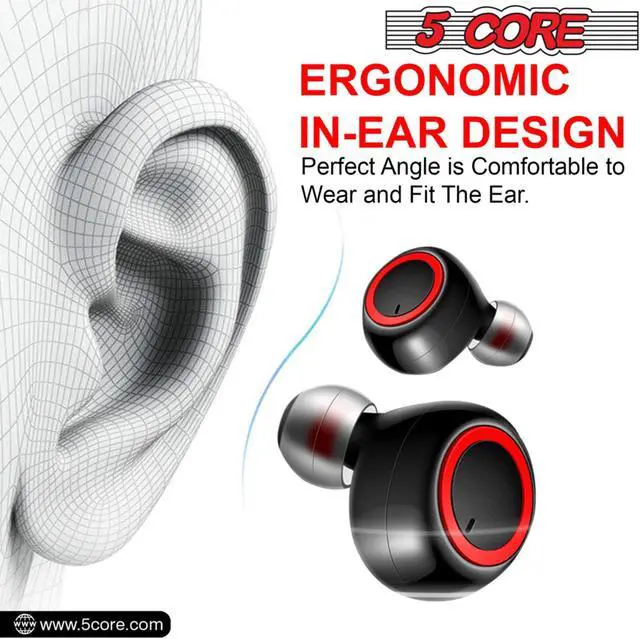 Alt view image 17 of 17 - 5 Core Wireless Ear Buds  Mini Bluetooth Noise Cancelling Earbud Headphones 32 Hours Playtime IPX8