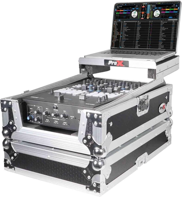 Alt view image 2 of 9 - Prox XS-RANE72LT 11" ATA-300 Style Gig Ready Flight/Road Case with Laptop Shelf for Rane Seventy-Two DJ Mixer, Silver on Black
