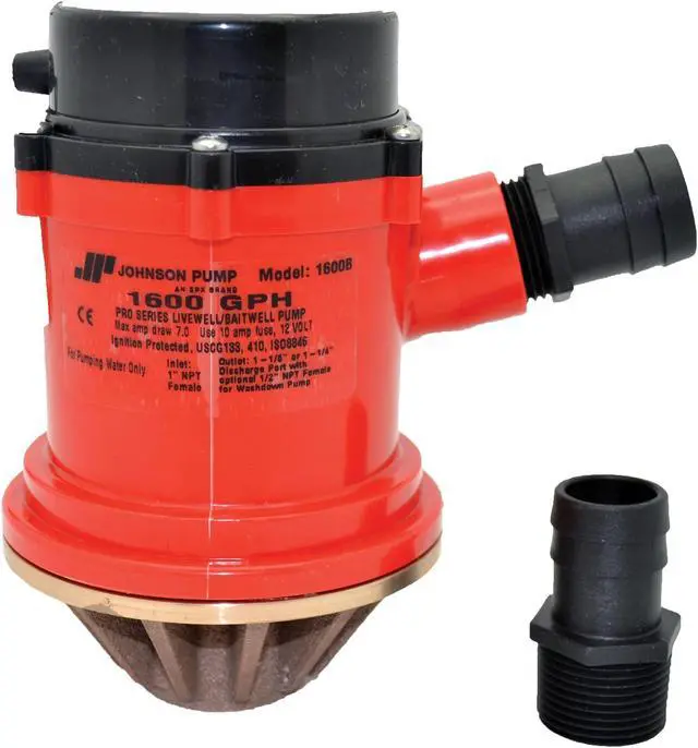 Alt view image 3 of 3 - JOHNSON PUMP PRO SERIES 1600 GPH LIVEWELL/BAITWELL PUMP 12V 16004B