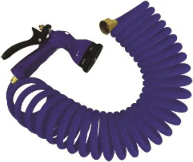 Alt view image 7 of 7 - Whitecap 15' Blue Coiled Hose w/Adjustable Nozzle