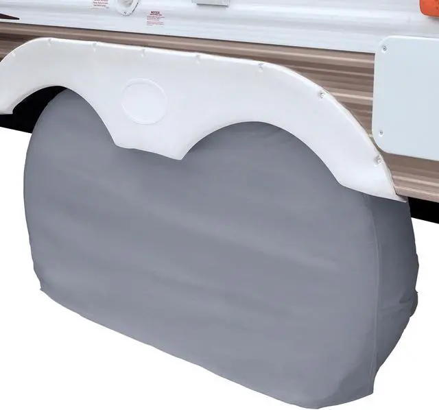 Alt view image 2 of 2 - Classic Accessories Over Drive RV Dual Axle Wheel Cover, Wheels 30" - 33"DIA, Grey, 1-Piece