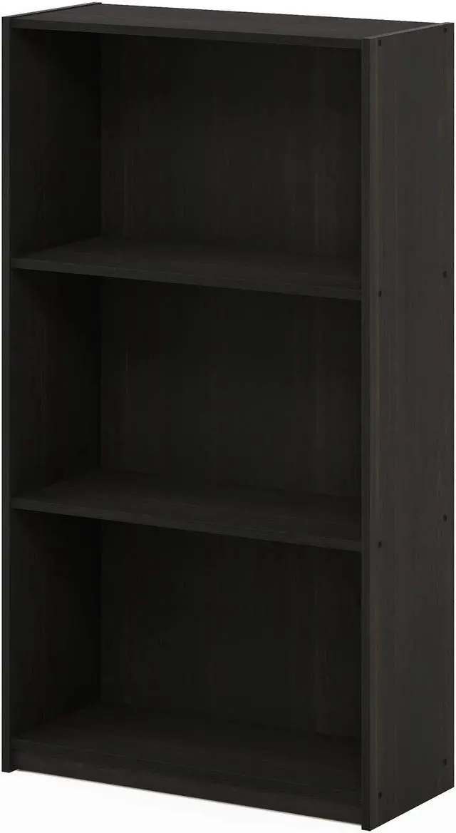 Alt view image 12 of 12 - Furinno Espresso 99736EX Basic 3-Tier Bookcase Storage Shelves