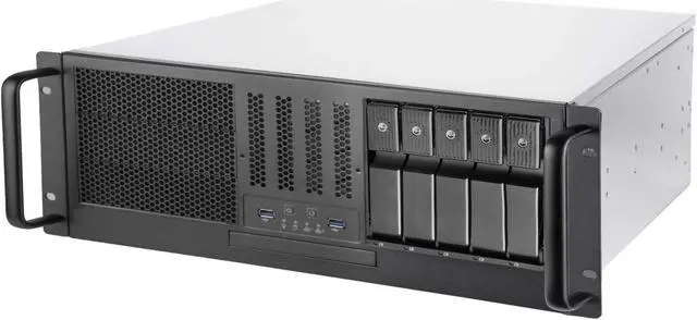Alt view image 2 of 2 - SilverStone RM41-H08 Silver SGCC 4U Rackmount Server Chassis 3 x 5.25" drive bay External 5.25" Drive Bays