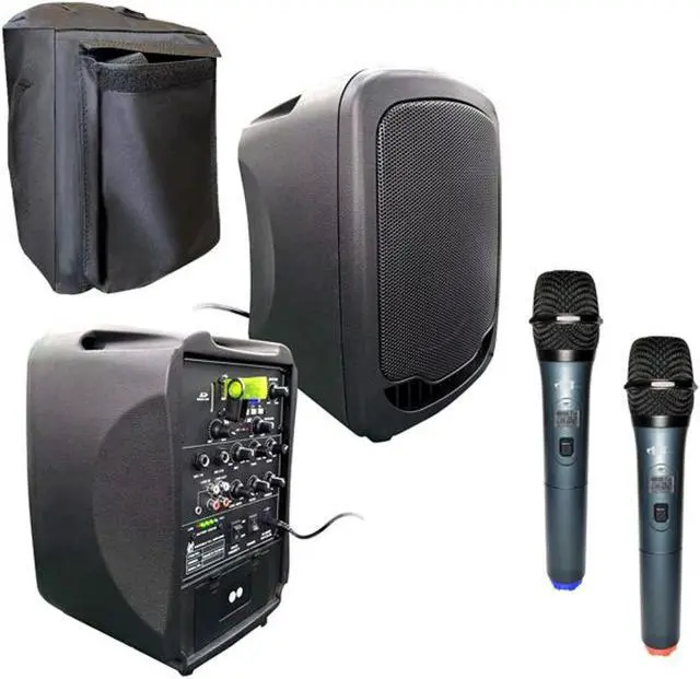 Main image of HamiltonBuhl High Quality Compact PA System - Bluetooth, USB, SD Card Ports, Wireless Handheld Microphones and Canvas Cover