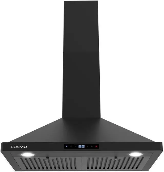 Main image of 30 in. Vista Coll 380 CFM Ducted Wall Mount Range Hood, LED, Matte Black | COS-63175S-BK Soft Touch Controls, 3 Fan Speeds, Permanent Baffle Filters, Backdraft Damper, 3-Prong Power Cord
