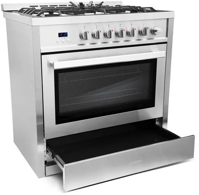Main image of 36 In. 3.8 Cu. Ft. Single Oven Gas Range With 5 Burner Cooktop And Heavy Duty Cast Iron Grates In Stainless Steel