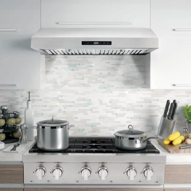 Alt view image 6 of 6 - Cosmo UMC30 Under Cabinet Stainless Steel Range Hood with 380 CFM, Permanent Filters & LED Lights, 30 inch