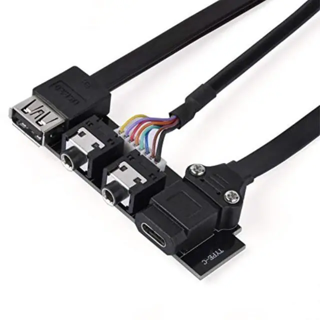 Alt view image 7 of 14 - USB3.0  A type * 1 internal 19Pin 800mm length +USB3.1 Gen2  C Type *1internal 20Pin Key-A 600mm length+ HD Audio 800mm length
