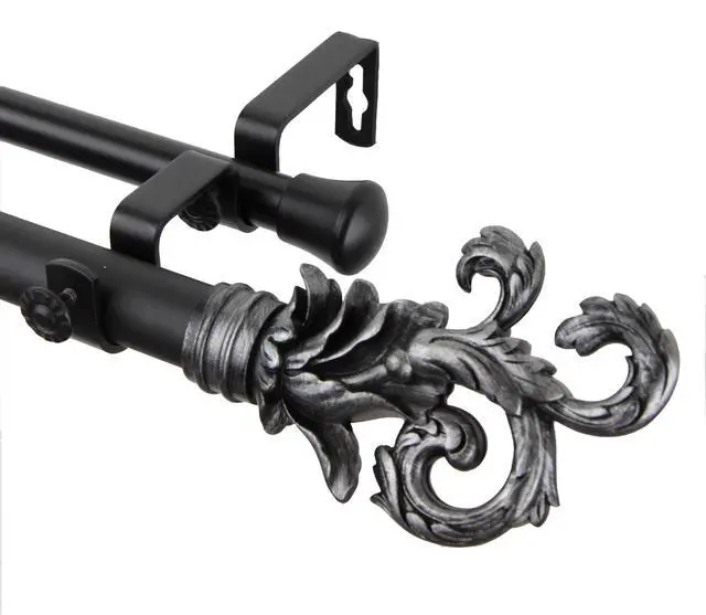 Main image of Federer Double Curtain Rod 1" OD 48-84 inch  - Black
