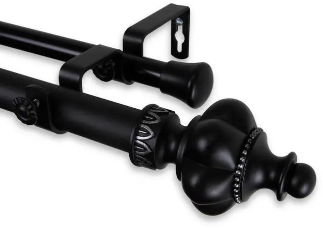 Main image of Eddy Double Curtain Rod 1" OD 160-240 inch  - Black