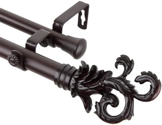 Main image of Federer Double Curtain Rod 1" OD 28-48 inch  - Mahogany