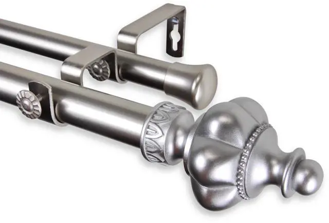 Main image of Eddy Double Curtain Rod 1" OD 120-170 inch  - Satin Nickel