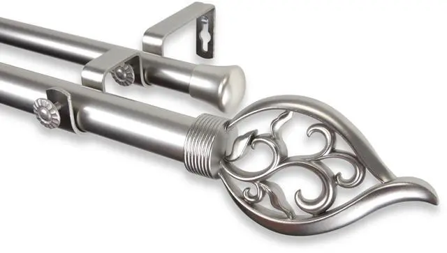 Main image of Vana Double Curtain Rod 1" OD 120-170 inch  - Satin Nickel