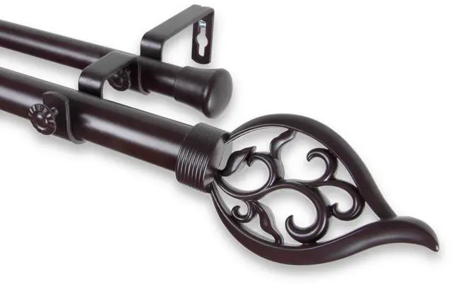 Main image of Vana Double Curtain Rod 1" OD 48-84 inch  - Mahogany