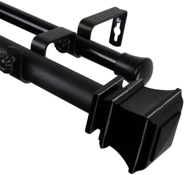 Main image of Elena Double Curtain Rod 1 inch 120-170 inch - Black