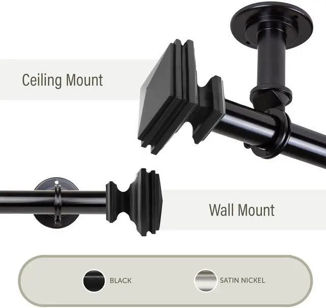 Main image of Maxim 1"  Ceiling Curtain Rod/ Room Divider  160-240 inch - Black